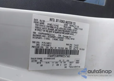 2009 Ford Focus Se from USA, damaged, VIN 1FAHP35N99W257565